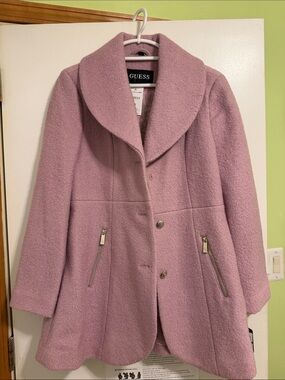 GUESS Pink Lavender Textured Pea Coat